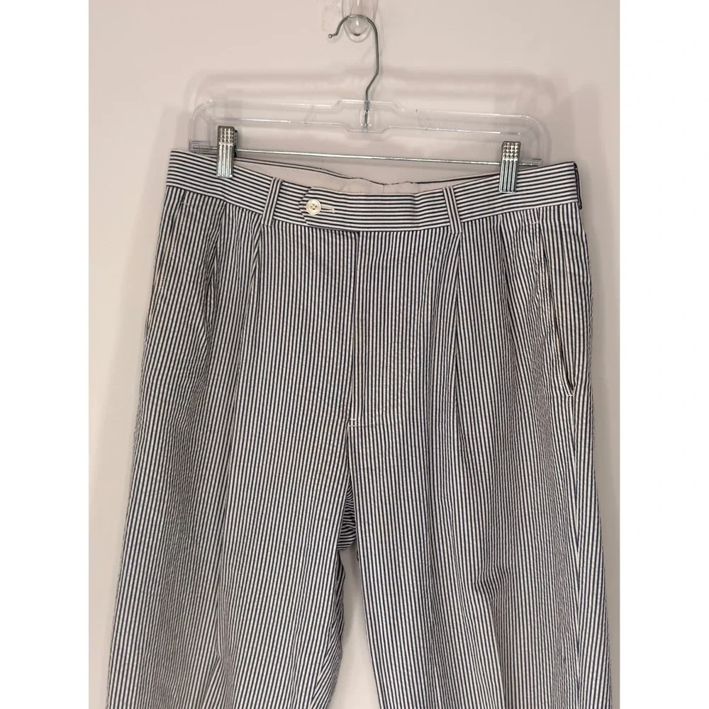 Brooks Brothers Pants Men's Seersucker Blue Striped Nautical Preppy 39 x 33‎